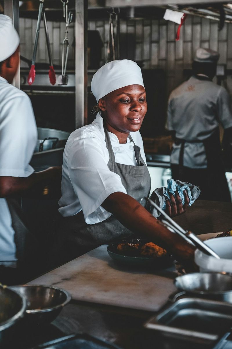 Chef at work in a commercial kitchen