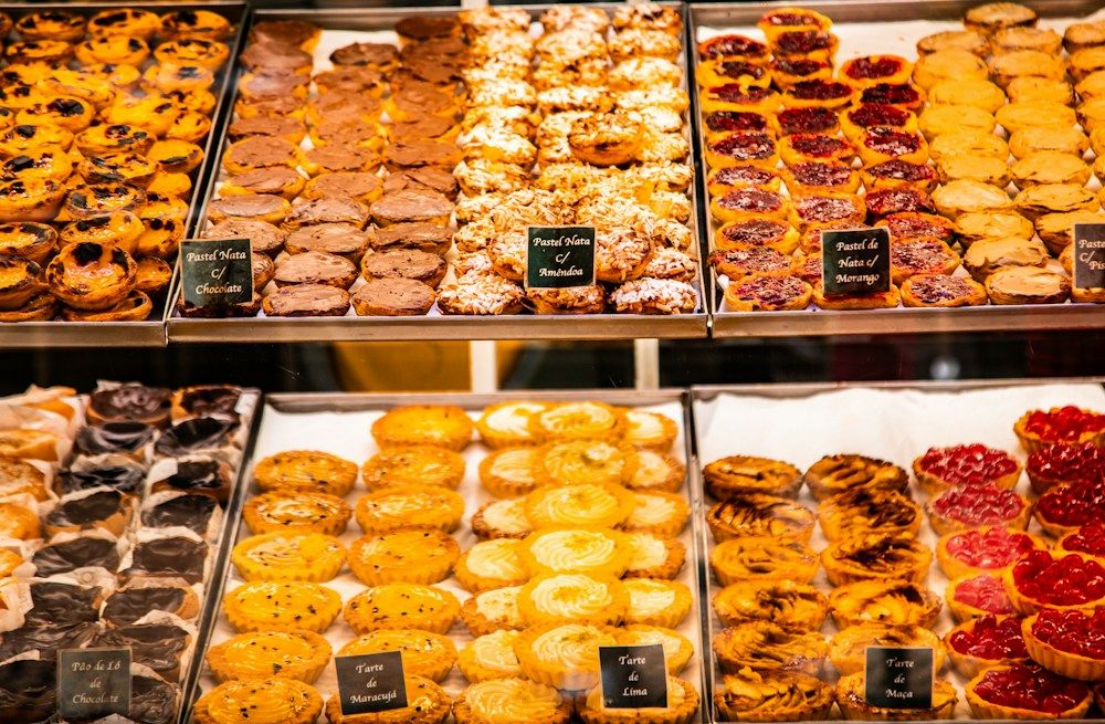 Display of assorted pastries and baked goods