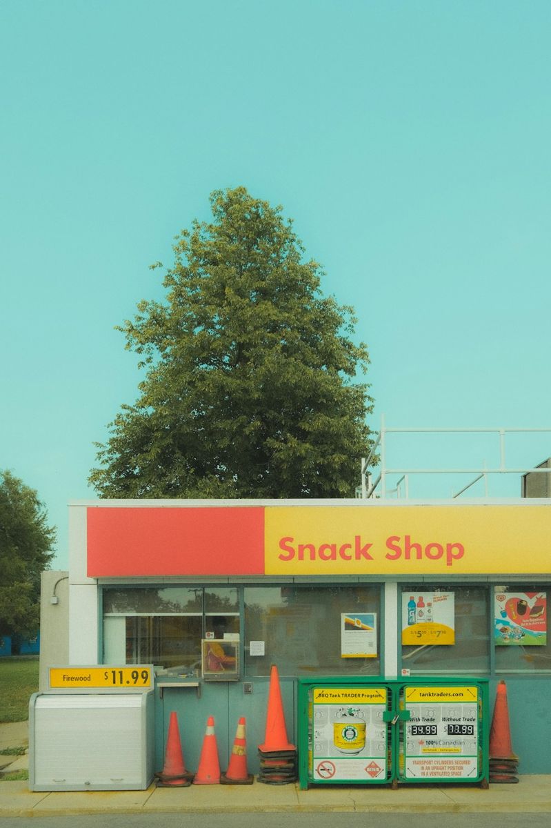 Vibrant roadside gas station snack shop