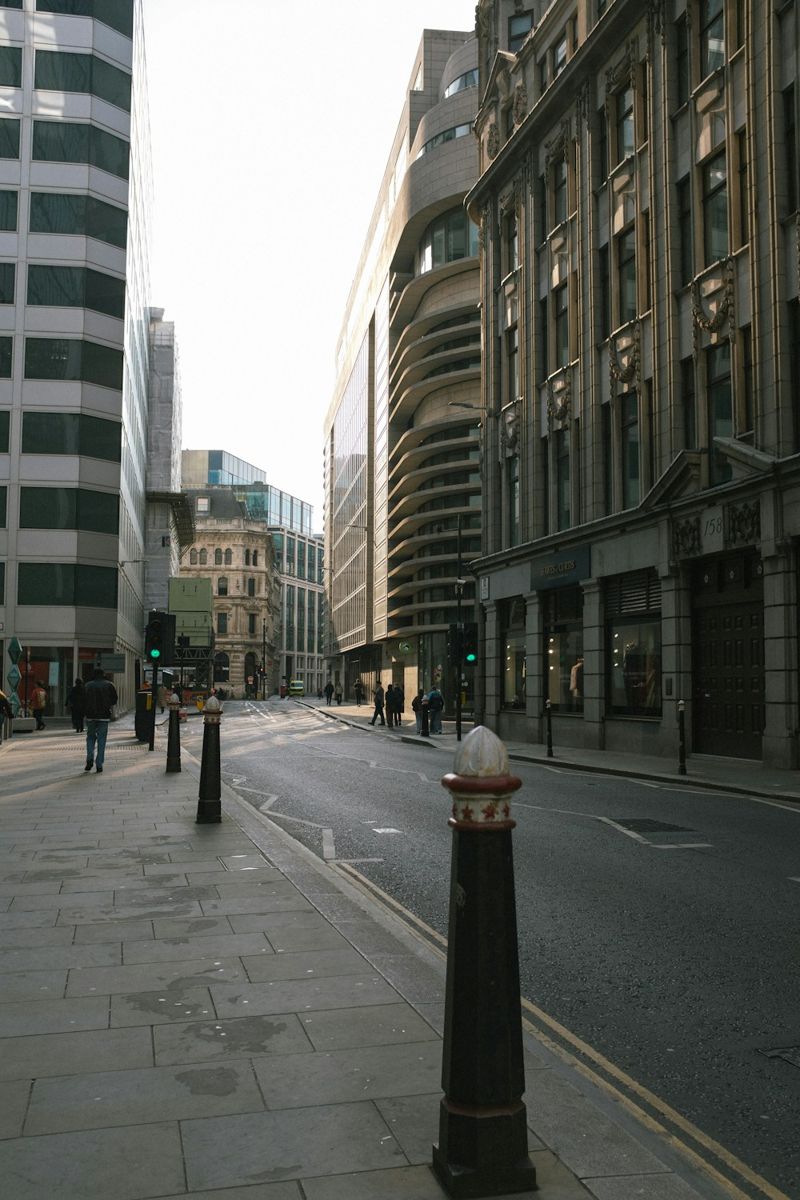 Street mixing historic and modern buildings