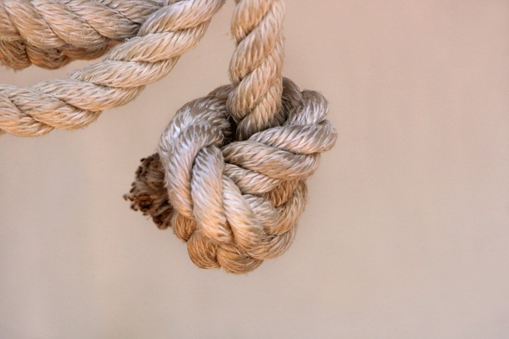 Close view of a nautical rope knot