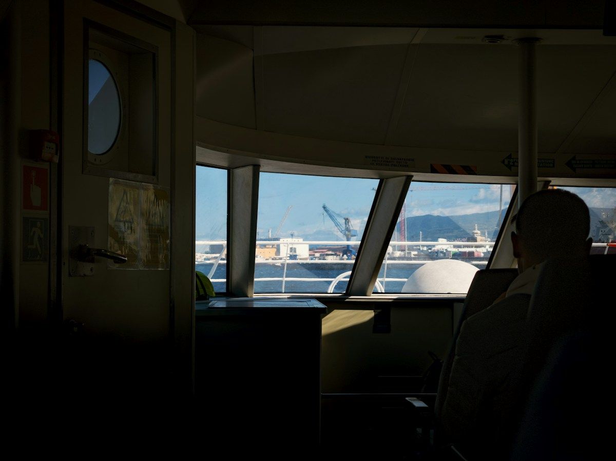 Harbor seen from a ferry cabin