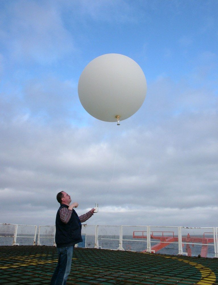 Radiosonde balloon launched from research ship Polarstern